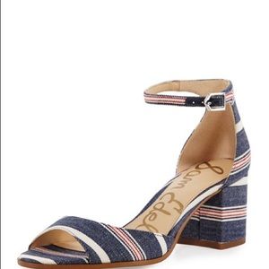 Sam Edelman red blue striped Susie sandals Sz 7.5